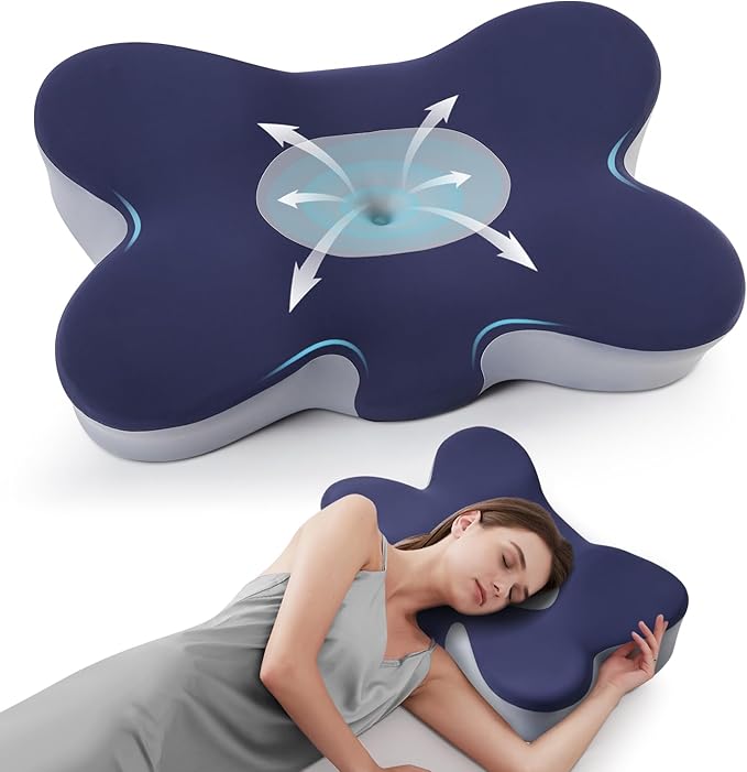 Cervical Neck Pillow for Pain Relief, Cooling Excellent Support Side Sleeper Pillow for Adults, Ergonomic Memory Foam Pillows for Sleeping, Contour Neck Pillow for Side Back Stomach Sleepers