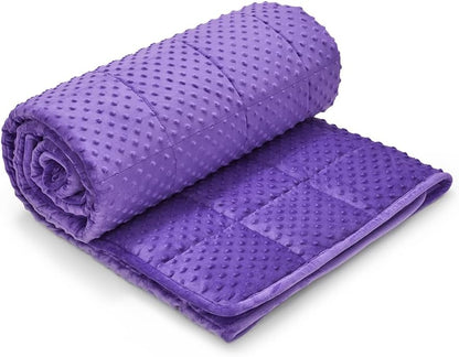 TONGDADA Minky Weighted Blanket | 40''x60'',7lbs | Cozy and Soft Minky Weighted Throw Blanket | Luxury Velvet with Premium Glass Beads | Violet Minky