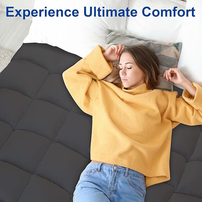 KAYFIA Twin Mattress Topper,Extra Thick Mattress Pad Cover for Deep Sleep,3D+7D Snow Down Alternative Fill Overfilled Plush Pillow Top with 8-23 Inch Deep Pocket-Grey