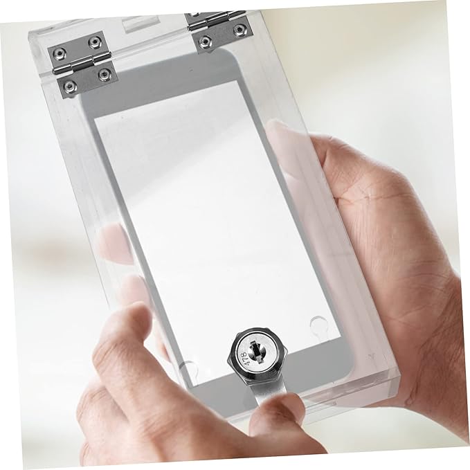 STOBOK Cell Phone Lock Box Mobile Phone Storage Box with 2 Keys Transparent Phone Locker Case Self-Control Smartphone Holder Portable Phone Time Lock Jail Box