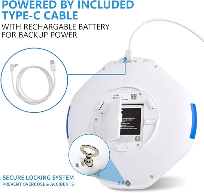 28-Day Smart WiFi Automatic Pill Dispenser w/Sound & Light & App Alerts for Elderly & Alzheimer’s Care, Up to 9 Alarms/Day, Medication Organizer with Lock for Prescriptions & More, Clear