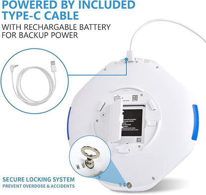 28-Day Smart WiFi Automatic Pill Dispenser w/Sound & Light & App Alerts for Elderly & Alzheimer’s Care, Up to 9 Alarms/Day, Medication Organizer with Lock for Prescriptions & More, Clear