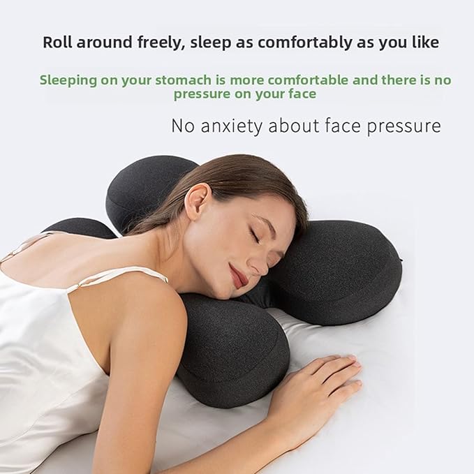 Anti Wrinkle Pillow, Ergonomic Memory Foam Beauty Neck Pillow with Adjustable Shaping Rod Neck Support for Side Sleeping Home Hotels Camping Machine Washing (Dark Gray)
