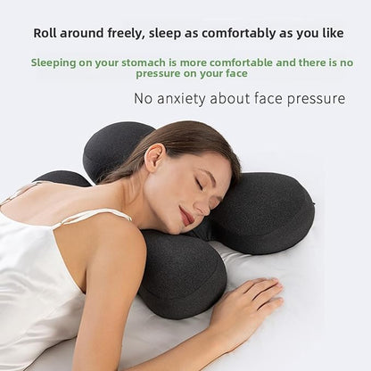 Anti Wrinkle Pillow, Ergonomic Memory Foam Beauty Neck Pillow with Adjustable Shaping Rod Neck Support for Side Sleeping Home Hotels Camping Machine Washing (Dark Gray)