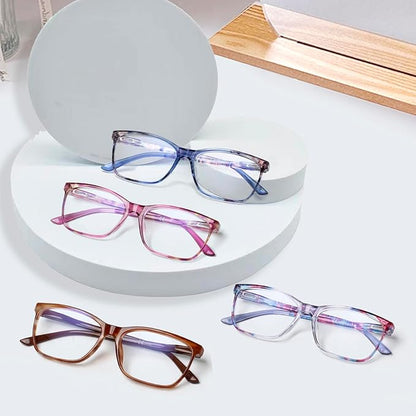 Henotin 4 Pack Ladies Reading Glasses Blue Light Blocking Spring Hinge Readers Anti Eyestrain Computer Eyeglasses (Multicolor-3, 2.5)