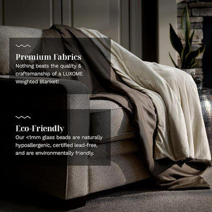 LUXOME Luxury Weighted Blanket for Adults | Includes Cover | 18 lbs | 60"x80" | Queen Size | Truffle/Dune