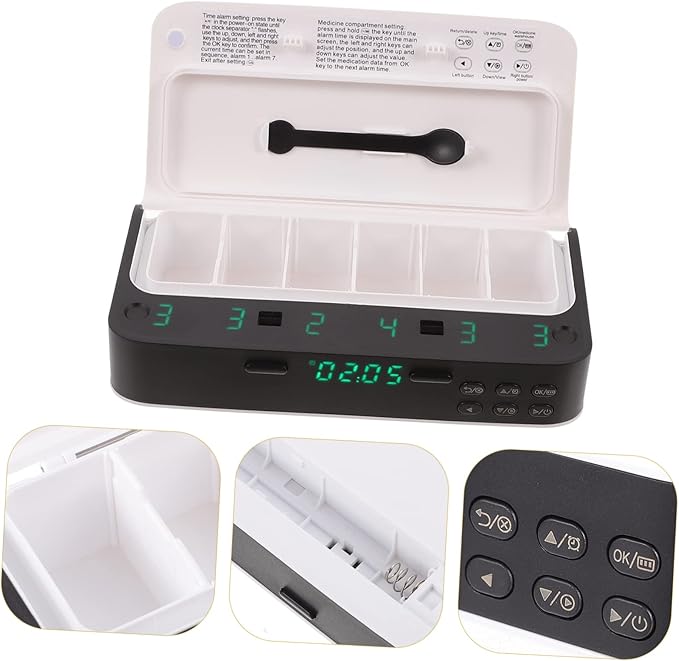 FRCOLOR 1pc Pill Organizer Alarm Design for Medication Reminder Portable Travel Medicine Storage for Seniors Food-Grade Material