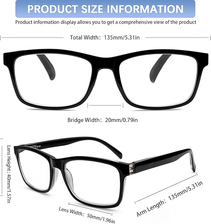 SIGVAN 6 Pack Reading Glasses for Women Men Blue Light Blocking,Spring Hinge Anti Eyestrain/Glare Computer Readers (6 Black, 4.0)
