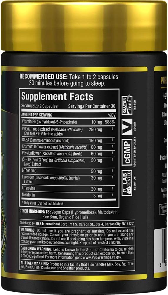 ALLMAX Light’S Out Sleep - 60 Capsules - Promotes Rest & Relaxation - with Vitamin B6, L-Theanine, Chamomile & Melatonin - 30 Servings