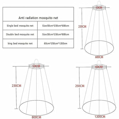 100% Silver Fiber Radiation Shielding Bed Canopy, Silver Plated Mesh Electromagnetic Wave Radiation Shielding Electromagnetic Wave Dome Home Tent,Silver-50 * 230 * 800cm