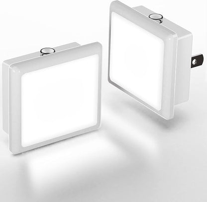 L LOHAS LED Night Lights Plug into Wall 2-Pack, 0.3W Plug in Night Light, Dusk to Dawn, 5000K Daylight White Bright Nightlight Auto-On/Off for Adults Kids Room Bedroom Bathroom Hallway Kitchen Non-Dim