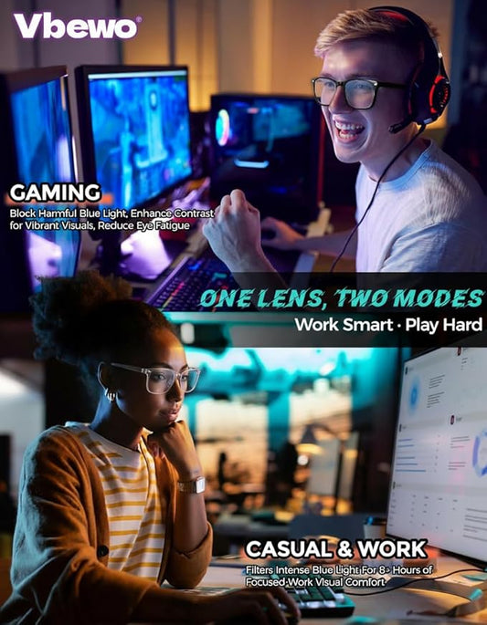 2 Packs Professional Sleep Glasses with 97.6% Blue Light Blocking Dual AR Coatings Clear Lens, Computer Gaming Glasses for Men Women, Anti Fatigue & Eye Strain