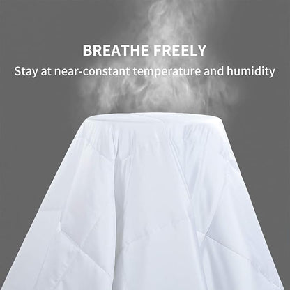 HOMBYS Lightweight Cooling Comforter Super King Size,100% Viscose Derived from Bamboo Shell Down Alternative Duvet Insert,White Soft All Season Comforter for Hot Sleepers,8 Corner Tabs