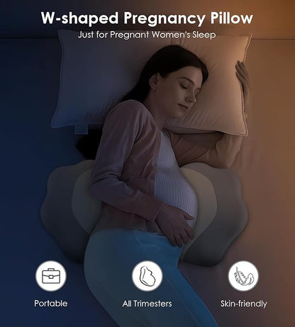 Pregnancy Pillows for Sleeping, Memory Foam Maternity Pillow Support for Back Belly HIPS, Adjustable Travel Wedge Pillow for Pregnant Women, Side Sleeping Pregnant Pillows with Cooling Pillowcase