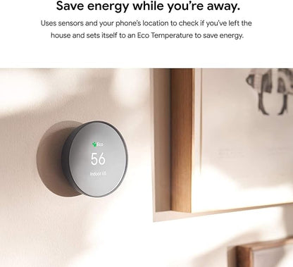 Google Nest Thermostat - Smart Thermostat for Home - Programmable WiFi Thermostat - Snow - GA01334-US Bundle with Matching Google Nest Thermostat Trim Kit Wall Mount Plate GA01837-US