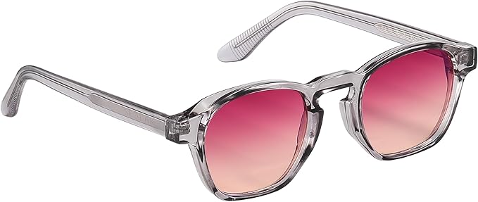 Ruby Transparent Frame Sunglasses – Blue Light Blocking & UV Protection Polarized Sunglasses for Men & Women, Anti-Glare Night Driving Shades, Includes Travel Pouch, Case, Cleaning Cloth