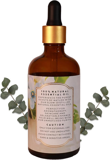 Luxurious Eucalyptus Essential Oil by Enhanced Essentials|Highly Concentrated,Organic & Slow Distilled Oils for Home,Diffusers,Bath,Gifting,Soap & Candle Making|Ideal for Business| 3.38 fl oz (100 ml)