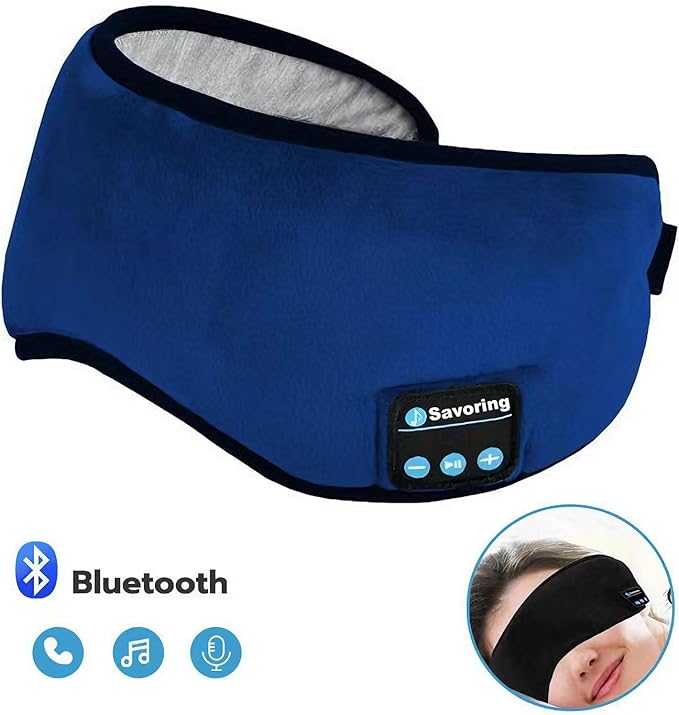 Wireless Bluetooth Sports Headband Headphones Ultra-Thin HD Stereo Perfect for Sleeping Workout Jogging Yoga Insomnia Blue Air Travel Meditation