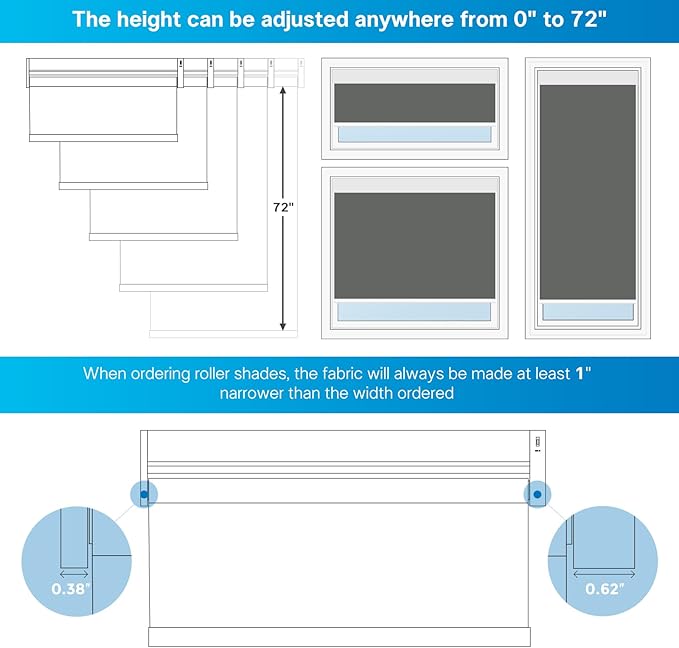 DENFOON Motorized Blinds with Remote,Thermal Electric Blinds【Solar Panel】,Customizable Automatic Roller Shades, Blackout Remote Control Blinds for Windows Upgrade to Smart Blinds, White,28" W x 72" H
