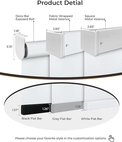 Motorized Roller Shade with Remote Control, 100% Blackout Electric 21-98” Width Blinds for Windows with Alexa Google Home, Rechargeable Smart Automatic Customized Size（Waterproof-White）