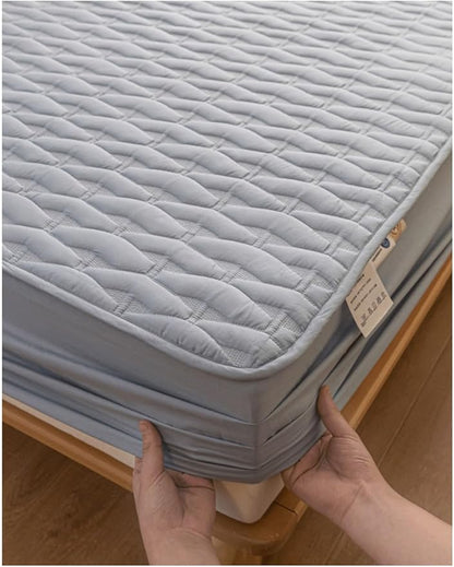 RUZGAR Fitted Mattress Pad Bedding Quilted Mattress Protector Breathable 10"" Deep Pocket Bed Matress Cover for Small Double Queen Super King Size Bed(Brown,150x200cm+48x74cm x2)