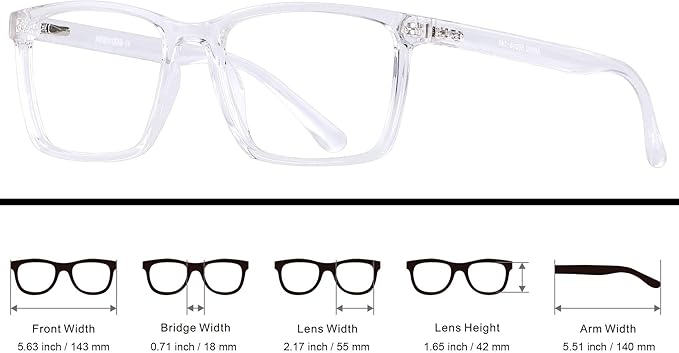 ANDWOOD Blue Light Blocking Glasses Men Women Computer Filter Large Frame Bluelight Blocker Anti Blue Ray Lightweight AR002