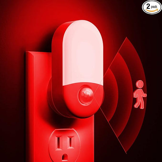 L LOHAS LED Red Night Light Plug in, Motion Sensor Night Light for Kids, 30/60LM, Red Nightlight, Motion Activated Night Lights for Bathroom, Hallway, Holiday Christmas Decoration, 2 Pack