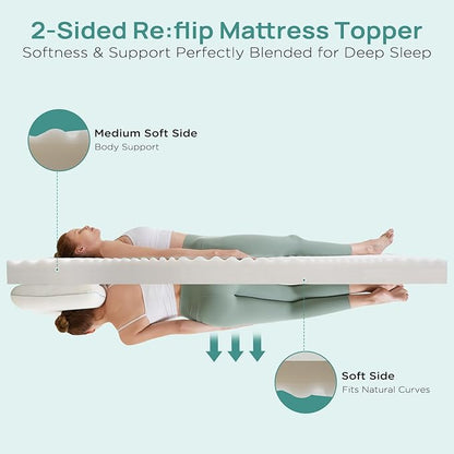 3 inch Firm Twin XL Mattress Topper for College Dorm, Memory Foam Bed Topper with Soft & Firm Options for Back Pain Relief, Mattress Topper with 2-Sided Cover, CertiPUR Certified, Dorm Bed