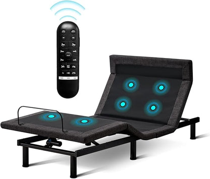 MUUEGM Twin XL Adjustable Bed Frame with Thickened Frame, Head and Foot Lift, Head-Pillow-Tilt, Adjustable Beds with Smart APP Control, Massage, Zero Gravity, Anti-Snore, Wireless Remote,USB Ports