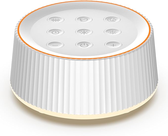 Kipcush White Noise Machine for Sleeping Baby Adults – Sound Machine with 8 Night Light Colors, Tap Control, 6 Timer Settings, Auto-Off & Memory, Portable Sleep Soother for Home & Travel
