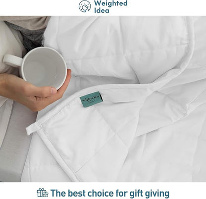 Weighted Idea Weighted Blankets for Adults (White,60"x80",20lbs) Breathable Cooling Blanket Queen Size with Premium Glass Beads Heavy Soft Throw Blanket for All-Season