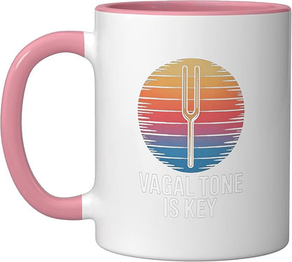 Relaxation Breathing Stress Vagus Nerve Stimulation Anatomy Ceramic Mug, Pink/White
