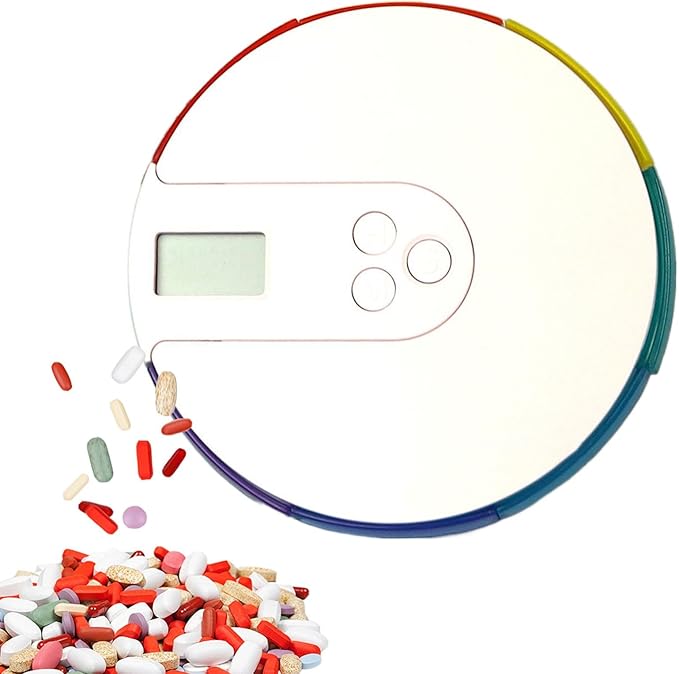 Automatic Pill Dispenser - Tablet Box 7 Days Am and Pm | Pill Organizer with Alarm Reminder | Smart Pill Dispenser | Large Digital Display | Up to 4 Alarms Day | 7-Day Protecting Pills for Elderly