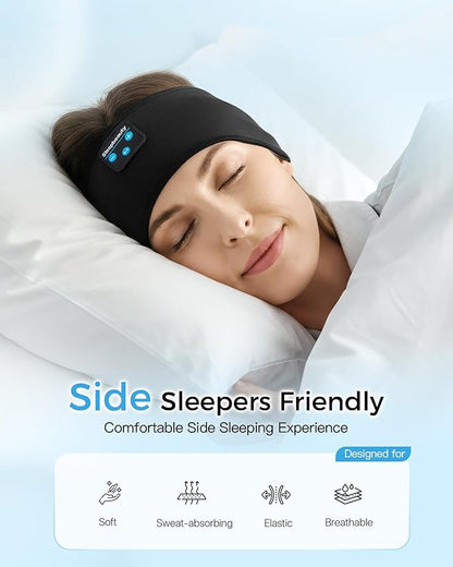 Sleep Headphone Bluetooth 5.4 Headband, Wireless Earphones Sweat Resistant with Ultra-Thin HD Stereo Speakers, Soft & Breathable Headband for Side Sleepers, Workout, Meditation, Travel