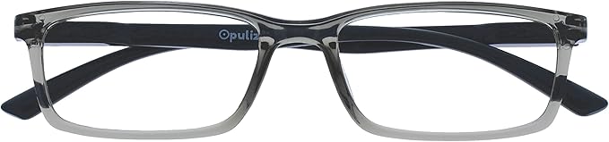 OPULIZE SEE Reading Glasses with Blue Light Blocking for Women and Men, Narrow Frame, Spring Hinges, Computer Gaming Glasses, Grey +1 (Pack of 1)