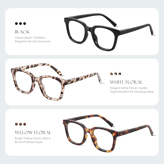 Reading Glasses for Women Men - Blue Light Blocking Magnifying Readers,Oprah Square Anti-Glare Computer Eyeglasses