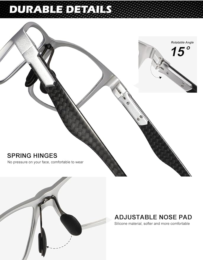 ANYLUV Blue Light Blocking Glasses Men Computer Gaming Glasses Lightweight Al-Mg Metal Anti Eyestrain Eye Protection