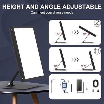 Light Therapy Lamp,10000 Lux UV-Free Desk Happy Lamp, 5 Colors & 5 Brightness Levels I-Beam Sun Lamp with Flexible Gooseneck for Study/Home/Office