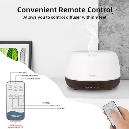 300ML Essential Oil Diffuser, Small Aromatherapy Diffuser with Remote Control, 7-Color LED Light,4 Timer, Quiet,Auto-Off, Easy to Use,for Home,Bedroom,Office