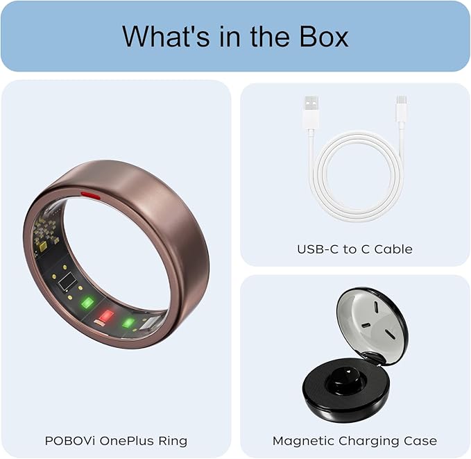 Ring OnePlus - Ultra-Thin Titanium Smart Ring - 7 Days Battery Life - Fitness/SPO₂/Stress/HR/Sleep Skin Temperature Tracker - No App Fee - iOS&Android Compatible (Rosegold, 12)