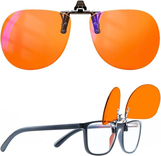 Goiteia Orange Blue Light Blocking Glasses Clip on for Migraine-Gaming Glasses for Eyes Strain/Light Sensitive-Help to Sleep