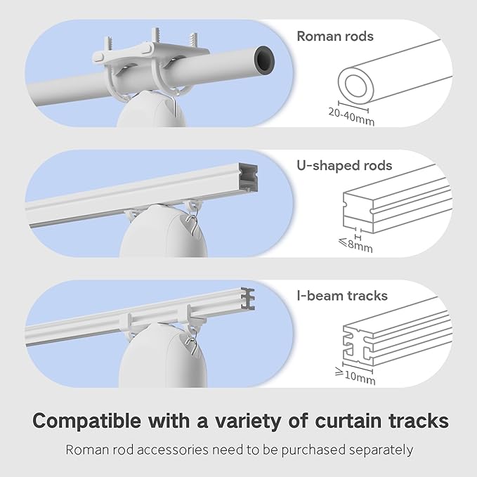 Smart Automatic Curtain Opener and Closer, Bluetooth Curtain Robot with App, Voice, Remote Control for U/T Rails Compatible with Alexa, Google Home, Tuya, Smart Life APP