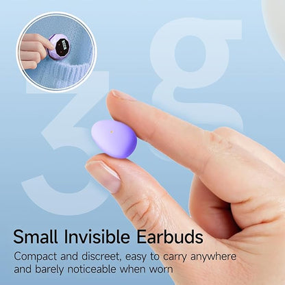 sunvito Sleep Earbuds for Side Sleepers, Mini Invisible Wireless Bluetooth 5.4 Micro Sleep Headphones, Hidden Earbuds with LED Screen for Small Ears Sleeping, Working, Exercise, Hiking(Purple)