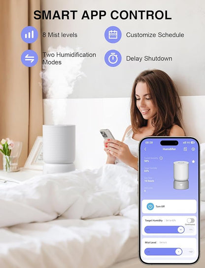 CLEVAST Smart Humidifiers for Bedroom - 1 Gal/4L Cool Mist Top Fill Humidifier with Essential Oil Diffuser, Quiet Operation for Baby Nursery, Home, Office, Room, Works with Alexa/Google Assistant