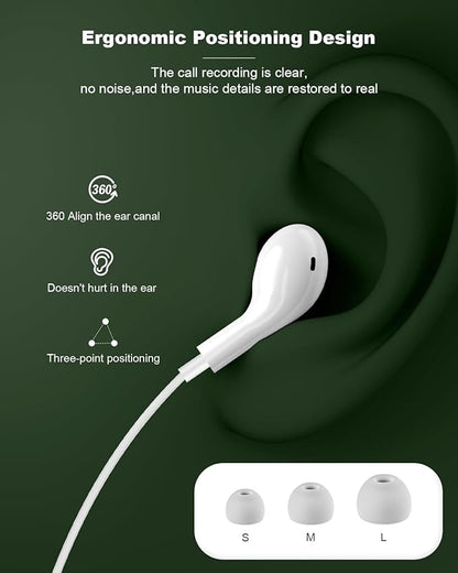 USB C Headphones Wired for iPhone 15 Plus 16 Pro Max 17 AIT Samsung Galaxy S26 S25 S24 S23 Ultra S22 A55 A56 A16 Earbuds in-Ear with Microphone Volume Control HiFi Usbc Headphones Type C iPad Pixel