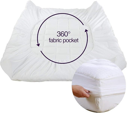 EASELAND Full XL Mattress Pad Pillow Top Mattress Cover Quilted Fitted Mattress Protector Extra Long Cotton Top 8-21" Deep Pocket Cooling Mattress Topper (54x80 Inches, White)
