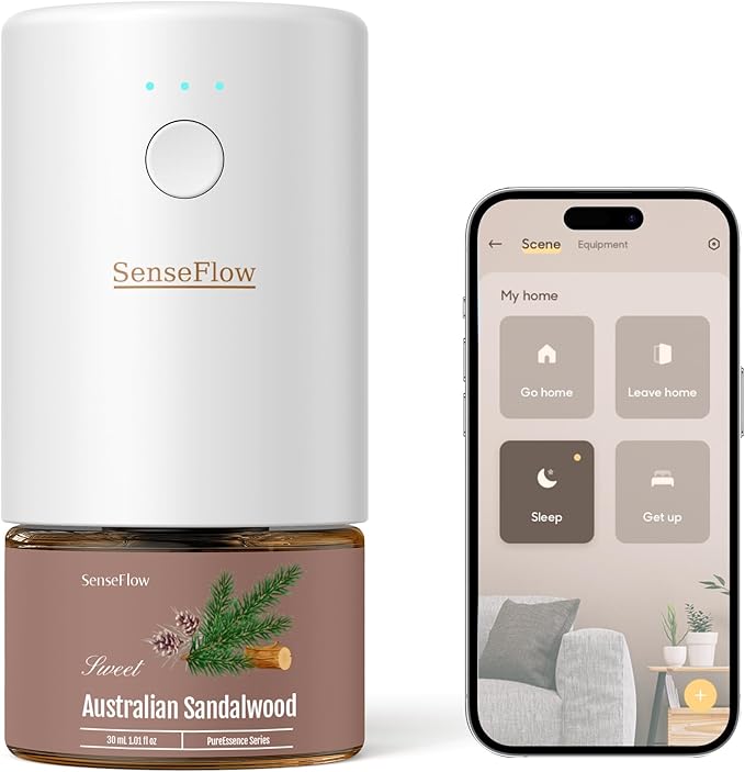 SF101S Pro Smart Waterless Essential Oil Diffuser, Plug in Aromatherapy Diffuser & Non-Toxic air Freshener, 120-Day Natural Aroma Mist, Covers 1000 Sq Ft- Free 30ml Australian Sandalwood