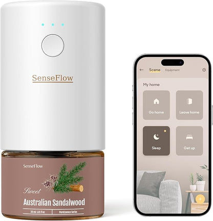 SF101S Pro Smart Waterless Essential Oil Diffuser, Plug in Aromatherapy Diffuser & Non-Toxic air Freshener, 120-Day Natural Aroma Mist, Covers 1000 Sq Ft- Free 30ml Australian Sandalwood