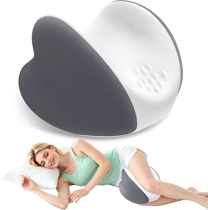 Knee Pillow for Side Sleepers, Leg Pillow for Side Sleeping, Heart-Shape Memory Foam Knee Wedge Pillow, Leg Elevating Pillow for Knees, Hip, Joints, Between Legs, Grey