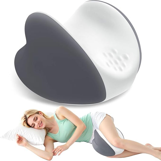Knee Pillow for Side Sleepers, Leg Pillow for Side Sleeping, Heart-Shape Memory Foam Knee Wedge Pillow, Leg Elevating Pillow for Knees, Hip, Joints, Between Legs, Grey